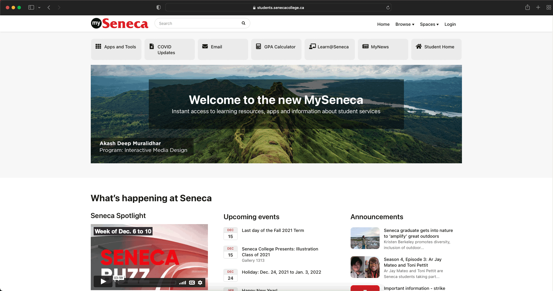 MySeneca screenshot